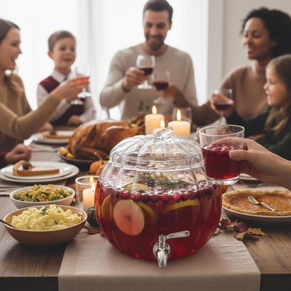 Glass Pumpkin Drink Dispenser And Party Bowl