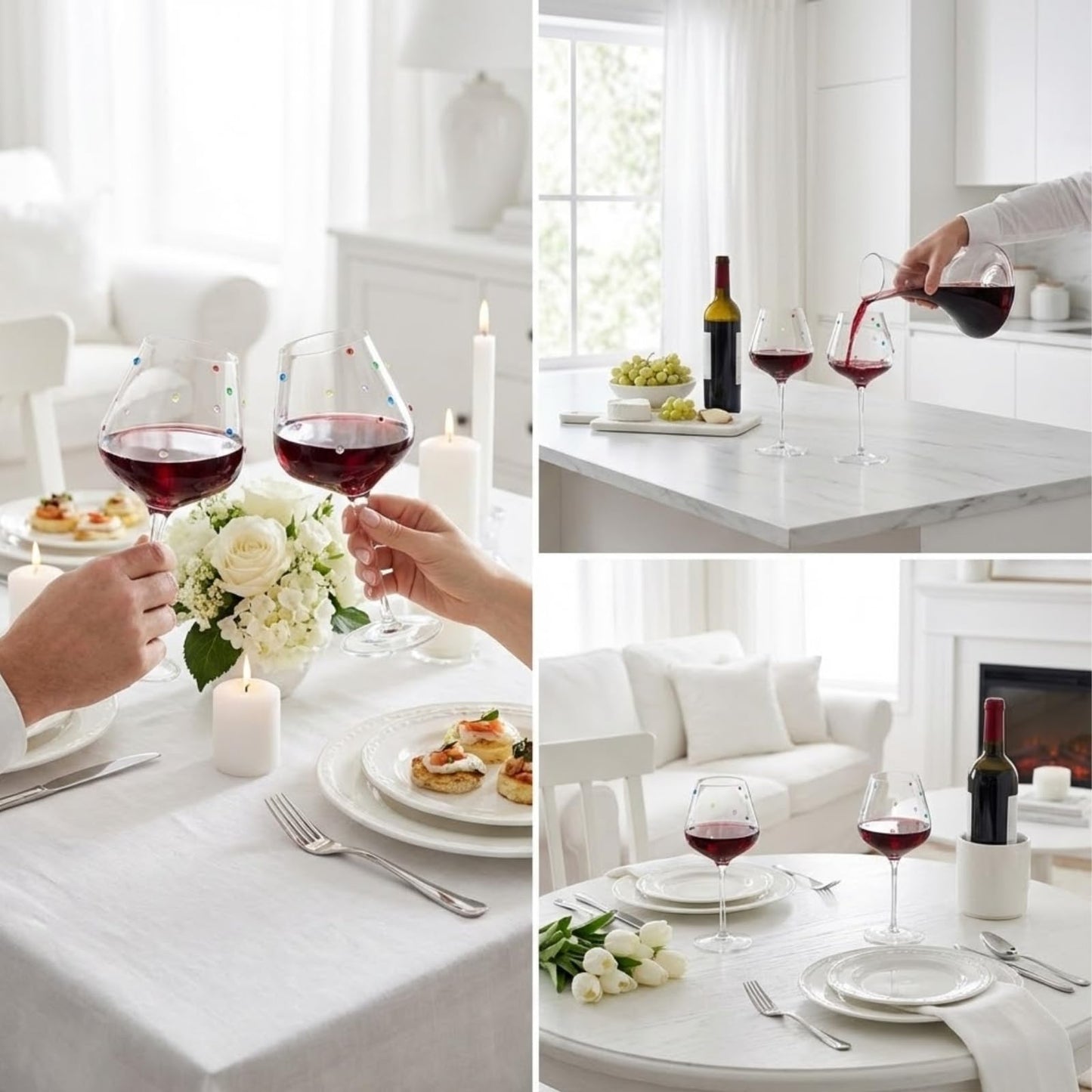 Confetti Stemmed Wine Glasses Clear Set of 2