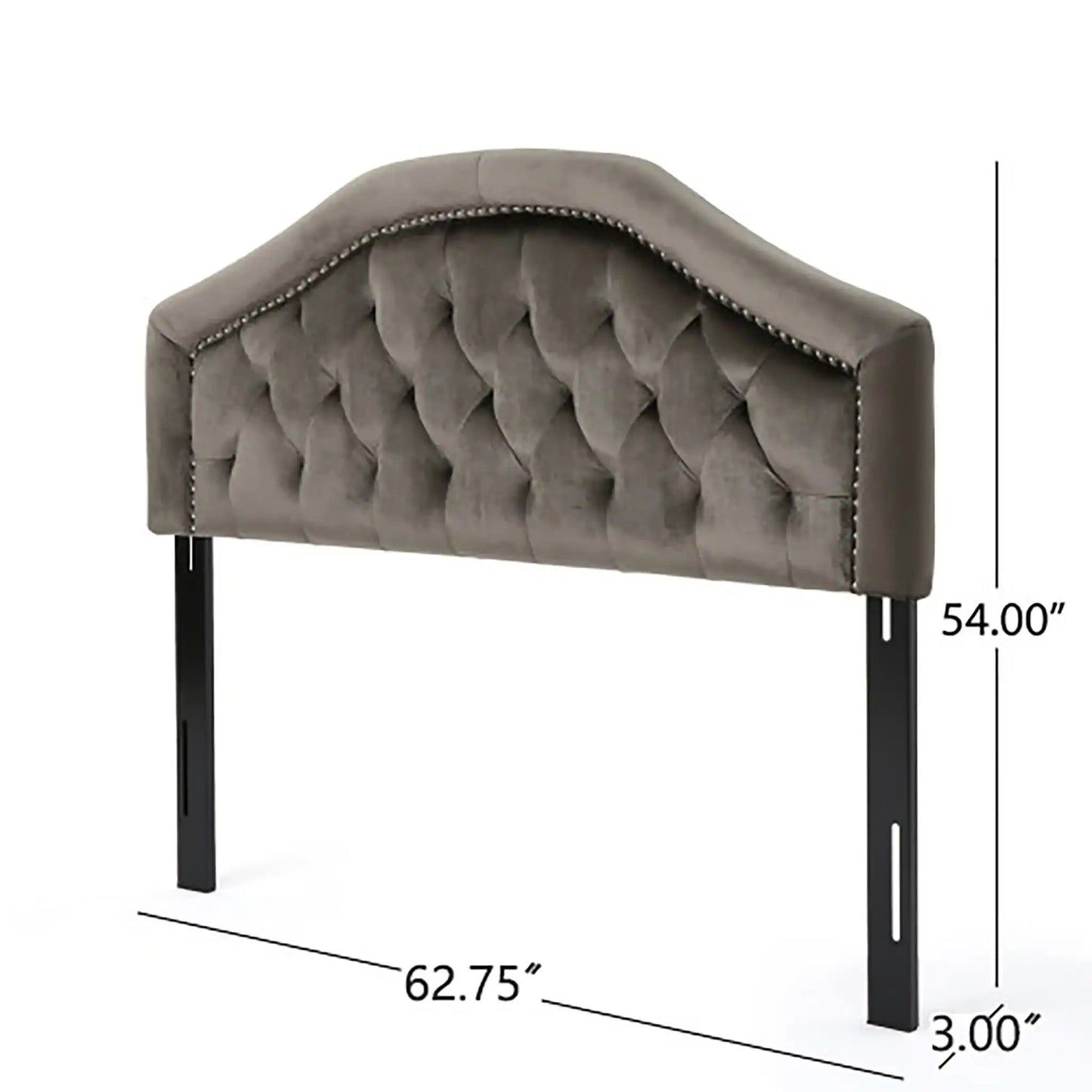 Kaarina tufted fabric headboard, gray upholstery with diamond tufting and nailhead trim on Tampa Home & Garden Store