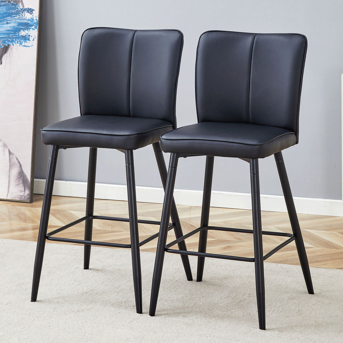 Modern Style Chair Set by HouseOfZazla in black faux-leather with sleek backrests, 2 chairs on Tampa Home & Garden Store