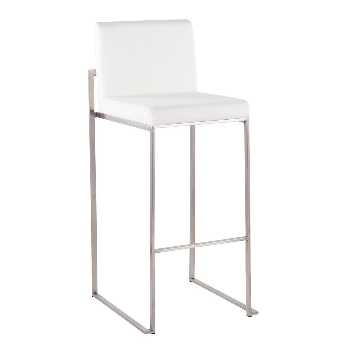 Contemporary 2 white upholstered high-back bar stools set HouseOfZazla on Tampa Home & Garden Store