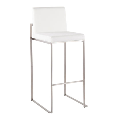Contemporary 2 white upholstered high-back bar stools set HouseOfZazla on Tampa Home & Garden Store