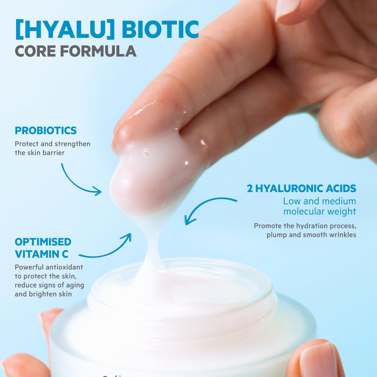 Face serum in white jar with Hyalu Biotic and vitamin C on Tampa Home & Garden Store