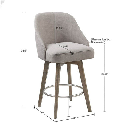 Counter stool with swivel beige fabric seat and solid wood legs on Tampa Home & Garden Store