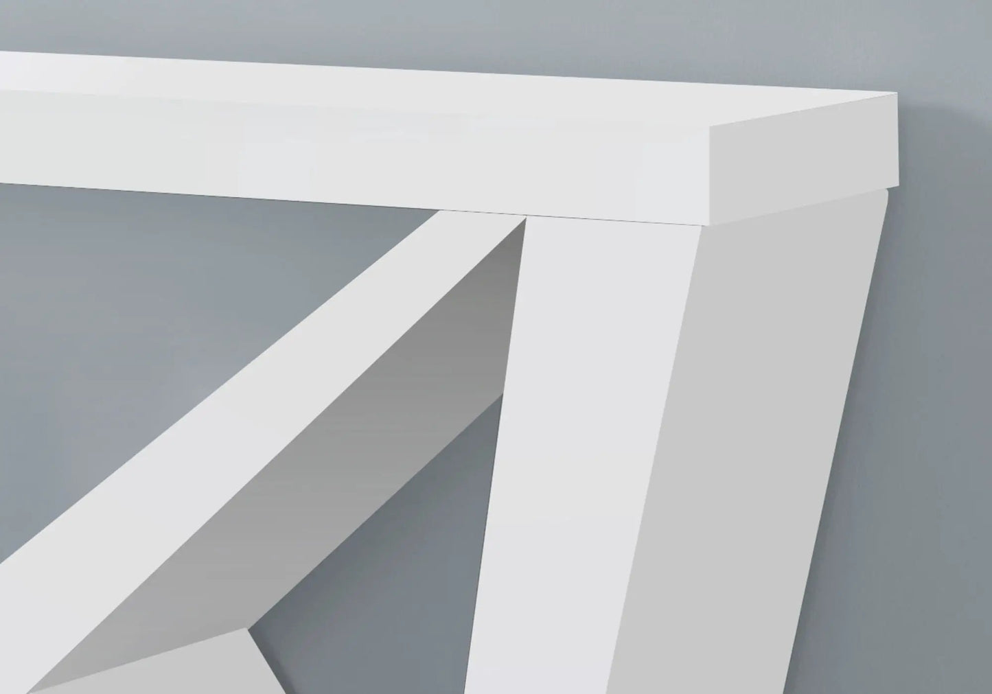 Accent console table white with bold angular legs by Unique Piece Furniture for entryway on Tampa Home & Garden Store