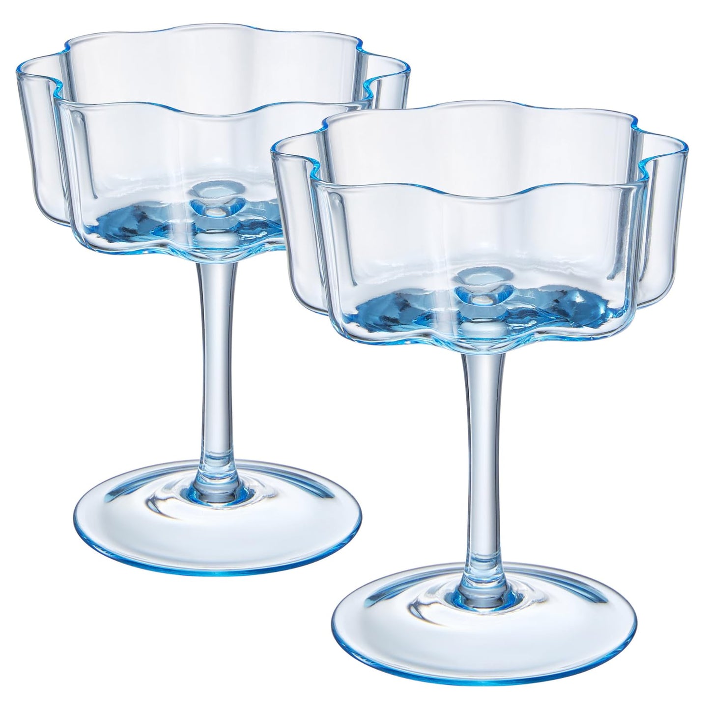 Cobalt Blue Wave Coupe Glasses Set of Two