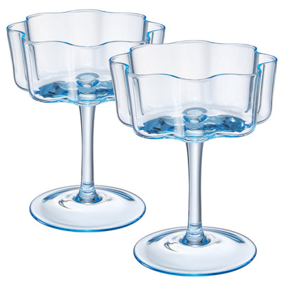 Cobalt Blue Wave Coupe Glasses Set of Two