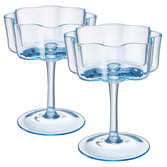 Cobalt Blue Wave Coupe Glasses Set of Two