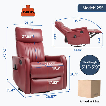Red faux leather heat massage manual recliner chair with rocker and swivel by HouseOfZazla on Tampa Home & Garden Store