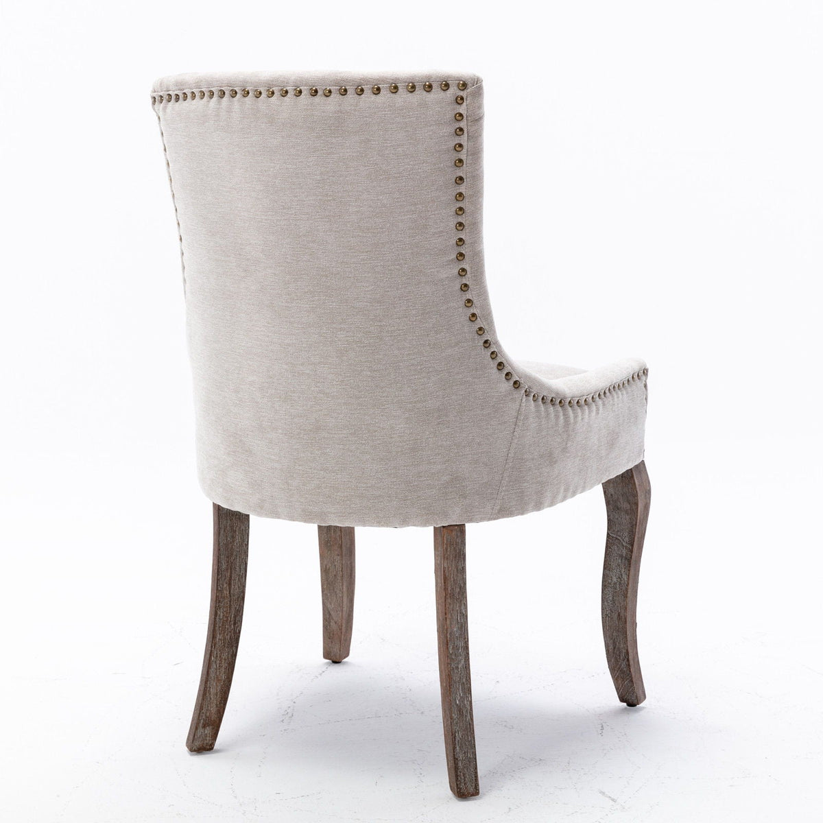 Ultra Side Dining Chair with nail head trim, beige upholstery and wooden legs (Set of 2) on Tampa Home & Garden Store