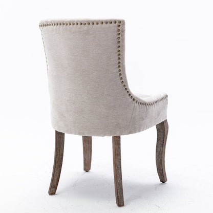 Ultra Side Dining Chair with nail head trim, beige upholstery and wooden legs (Set of 2) on Tampa Home & Garden Store