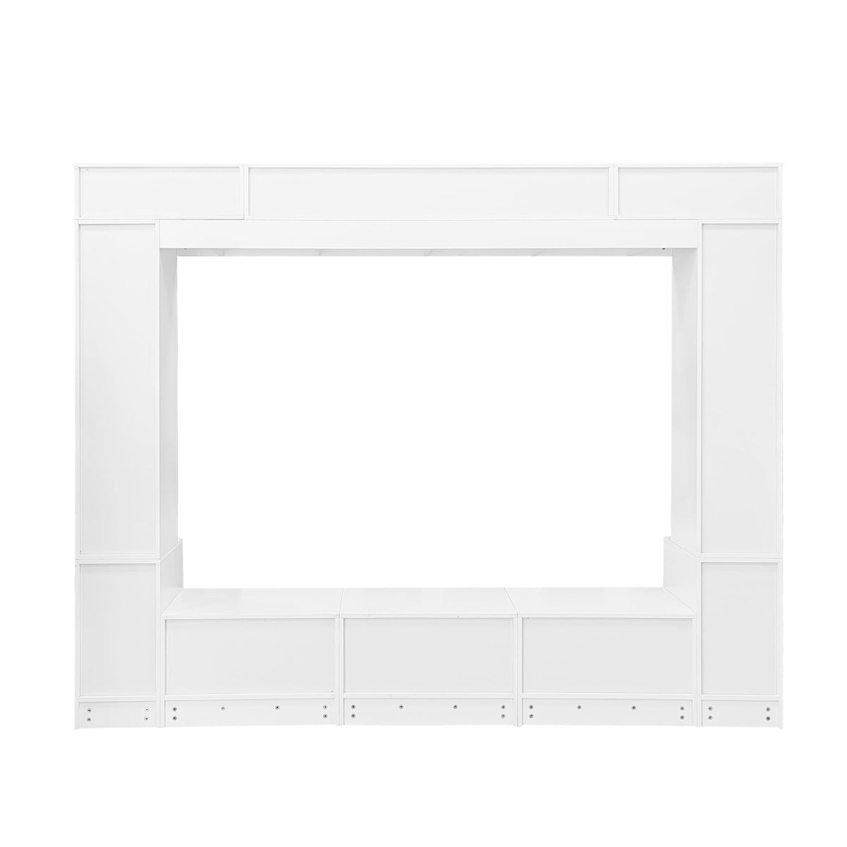 Wall Unit Entertainment Center white modular with paneled doors and open space HouseOfZazla on Tampa Home & Garden Store