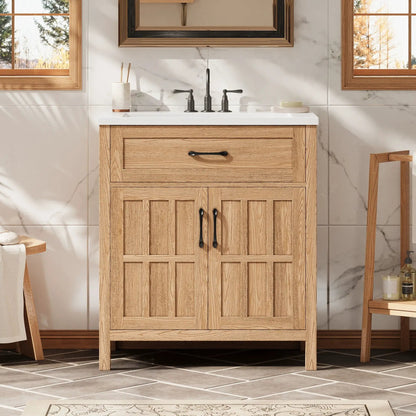 Walnut Bathroom Vanity With Sink and Storage
