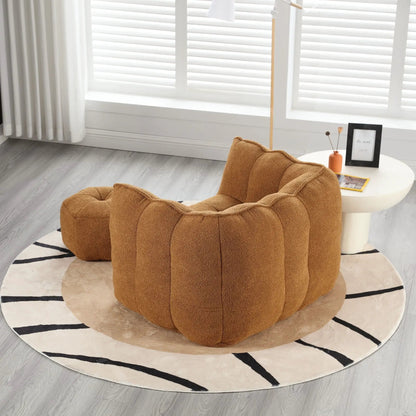 Soft brown bean bag chairs with high resilient foam, set of two around a white coffee table on Tampa Home & Garden Store