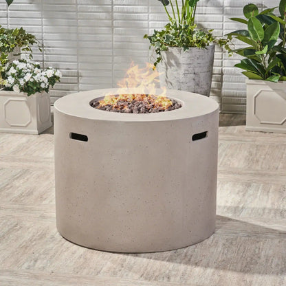 Round iron fire pit with 40,000 Btu flame, lava rock bed, HouseOfZazla outdoor fireplace on Tampa Home & Garden Store