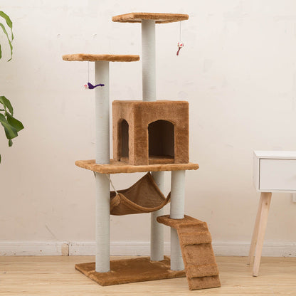 Cat climbing frame by Sell My Stuff with beige plush condo, sisal posts, hammock, and ramp on Tampa Home & Garden Store