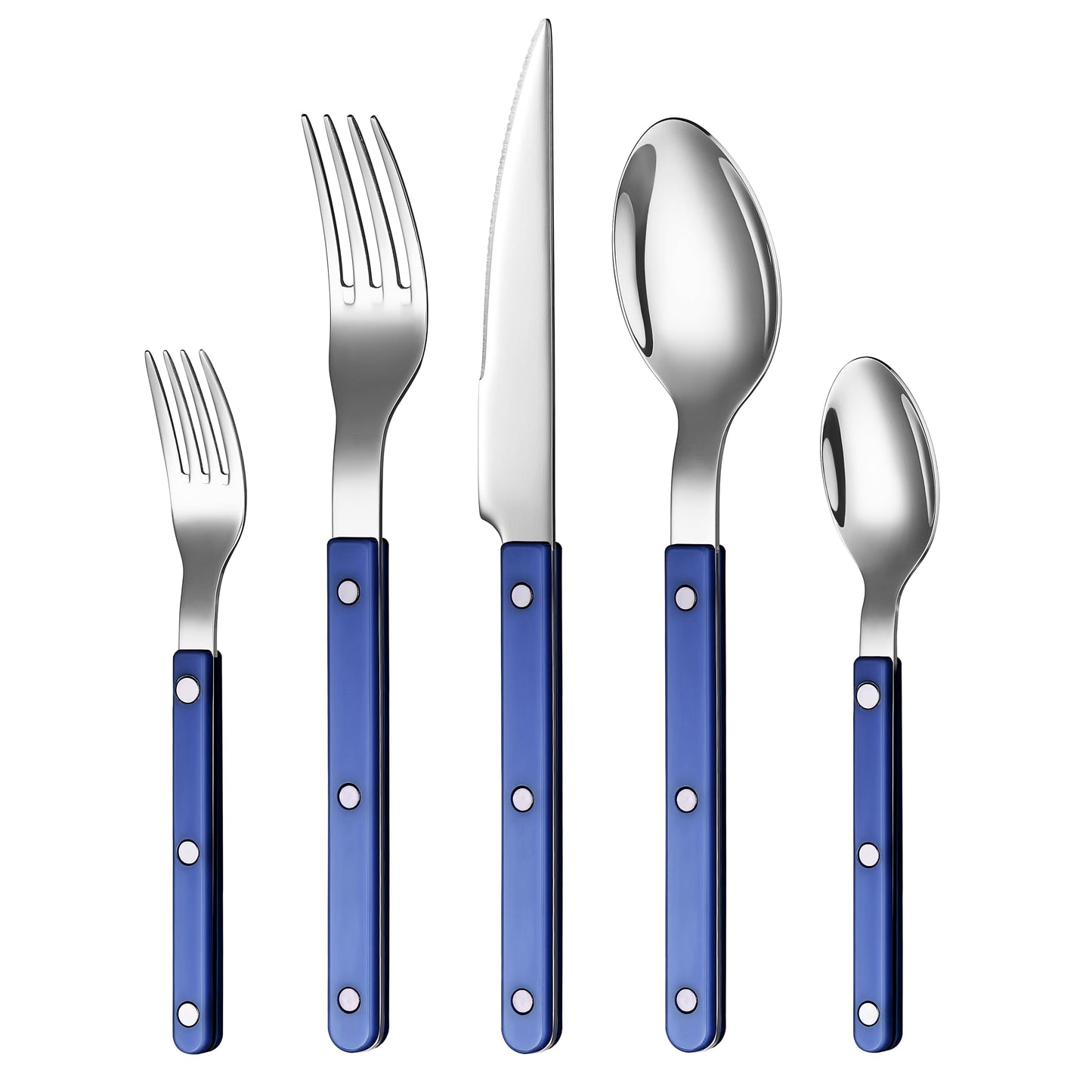 Khen Blue Stainless Steel Flatware Set of 20