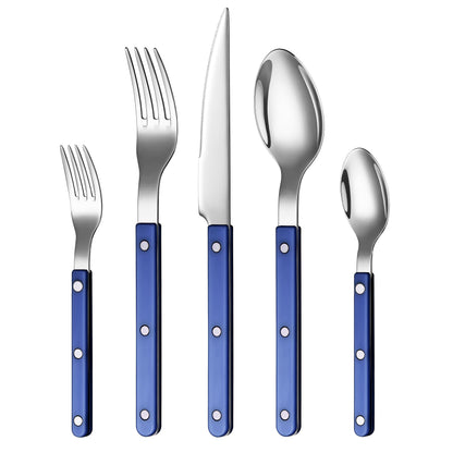 Khen Blue Stainless Steel Flatware Set of 20