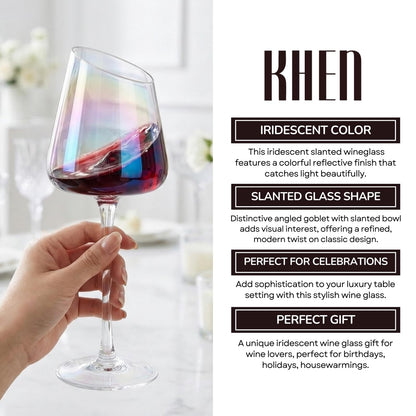 Iridescent Slanted Wine Glass and a Nice Pour