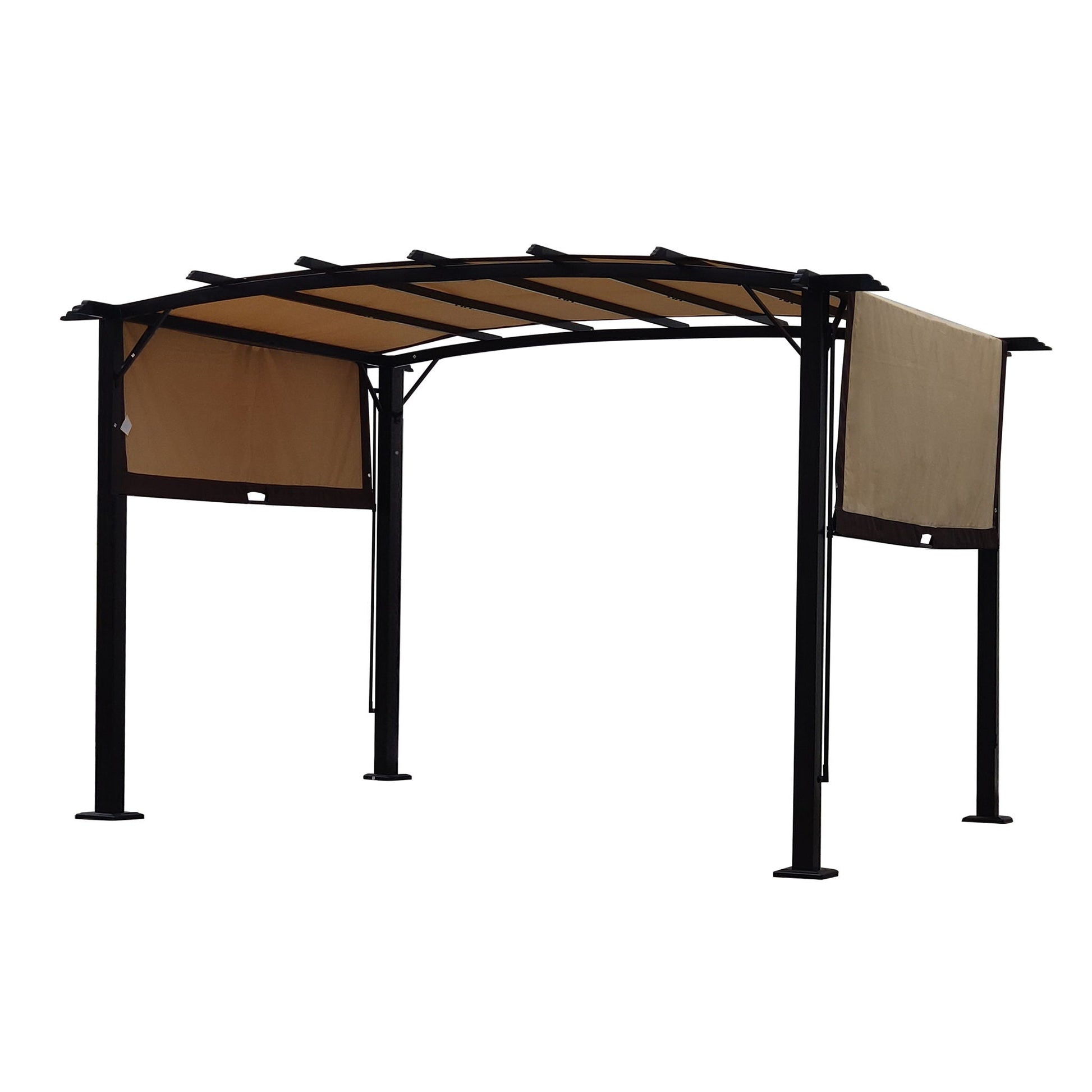 Outdoor Patio Pergola Gazebo with black steel frame and retractable canopy by HouseOfZazla on Tampa Home & Garden Store