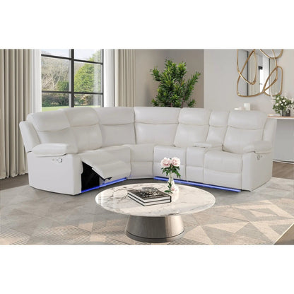 Sectional sofa with recline and storage in white leather by Unique Piece Furniture on Tampa Home & Garden Store