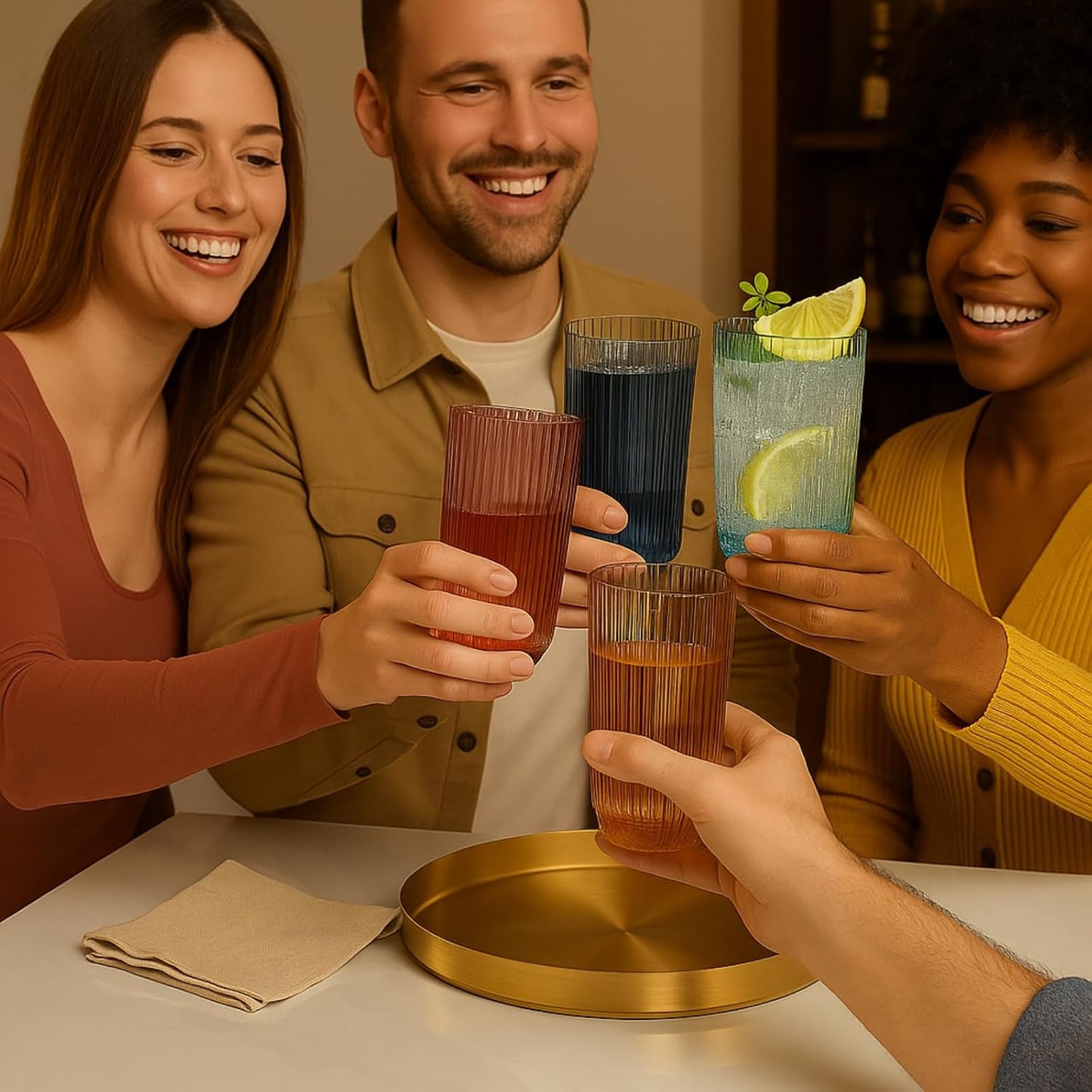 Durable And Shatterproof Ribbed Drinking Glasses