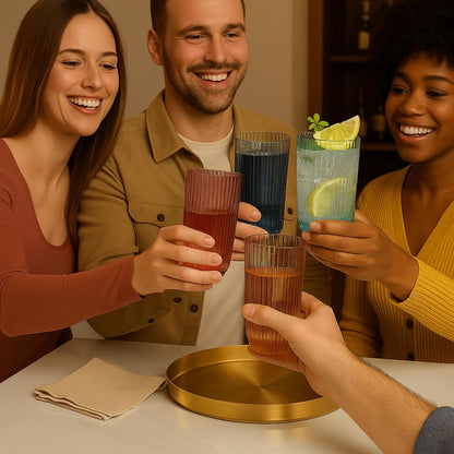 Durable And Shatterproof Ribbed Drinking Glasses