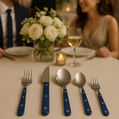 Khen Blue Stainless Steel Flatware Set of 20