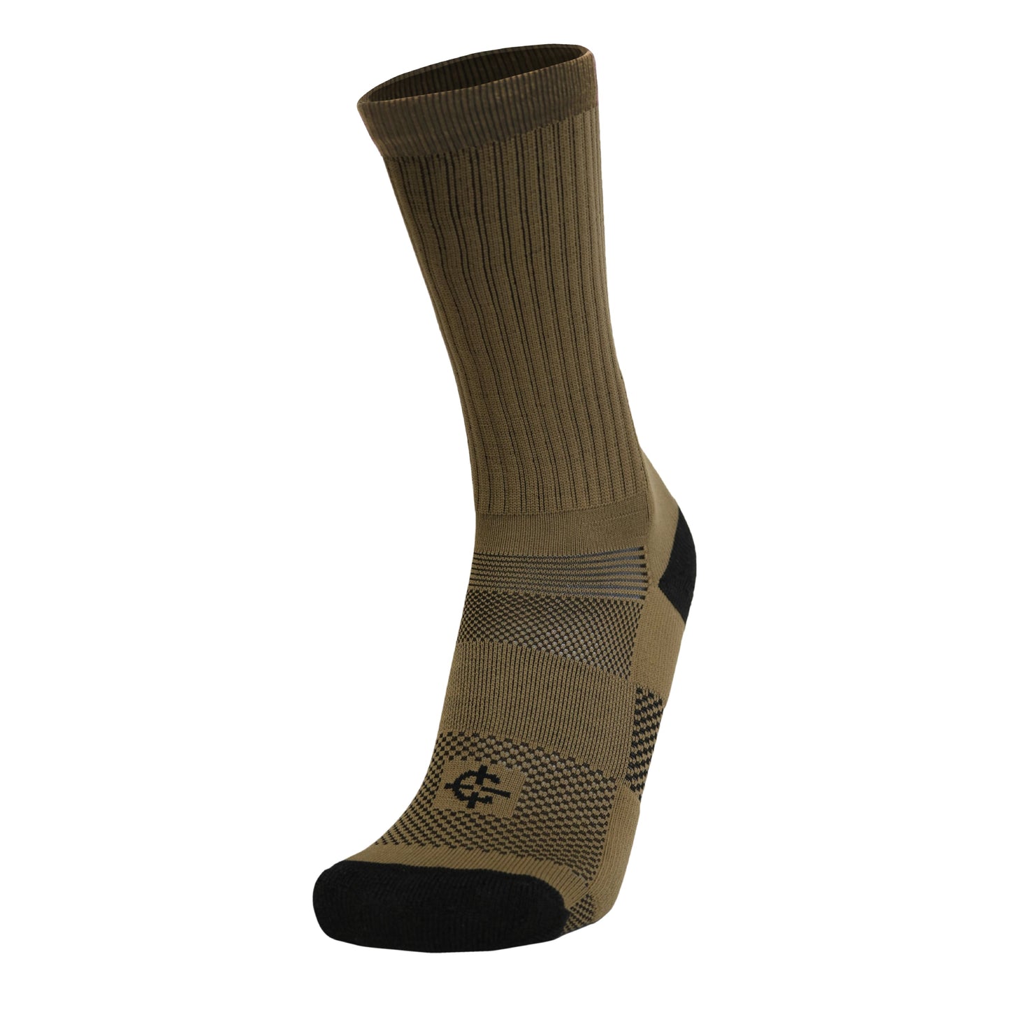 Covert Threads Jungle Sock crew sock in tan camouflage knit with ribbed cuff and reinforced toe on Tampa Home & Garden Store