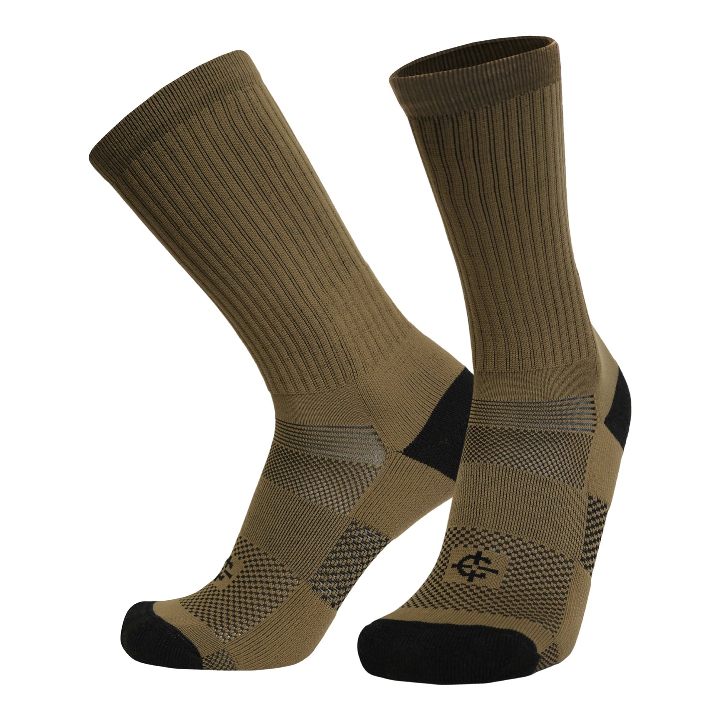 Jungle Sock tan camouflage crew socks with black toes, 2-pack by Covert Threads on Tampa Home & Garden Store