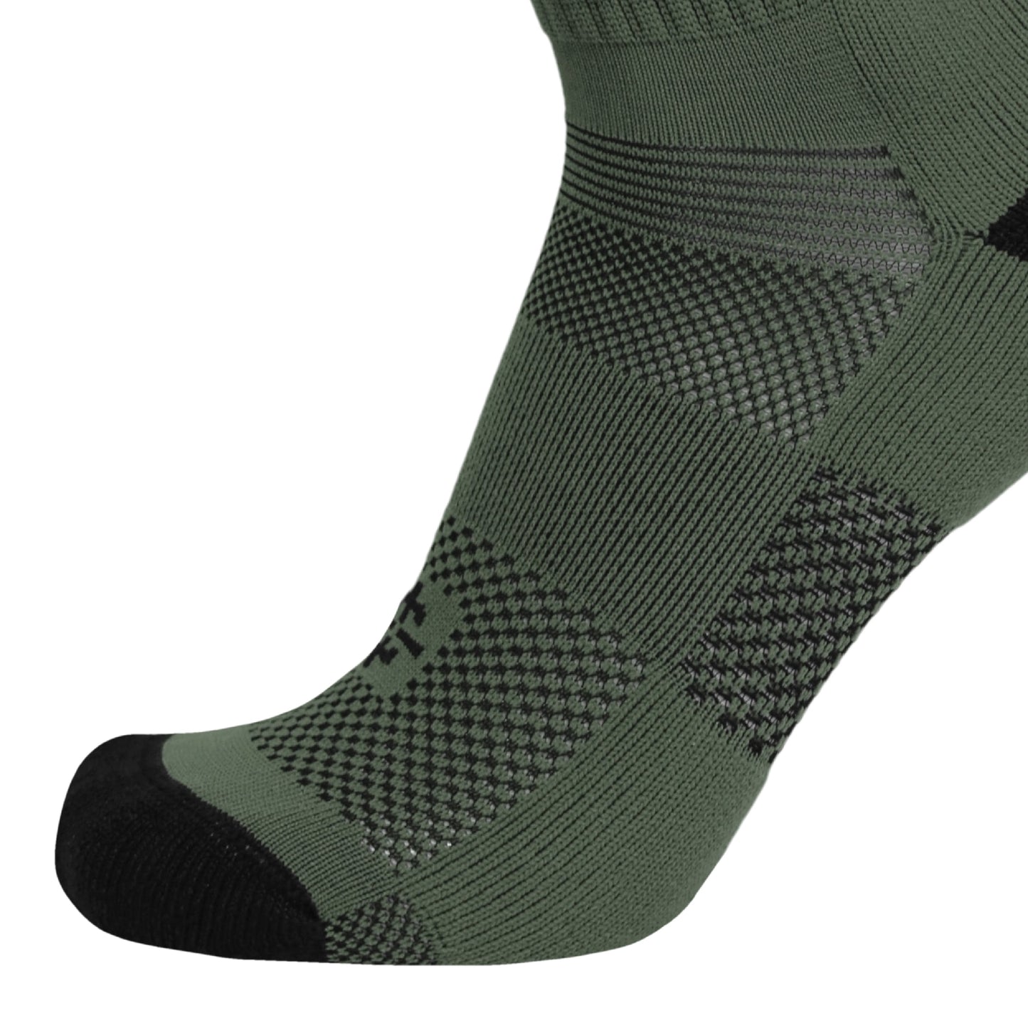 JUNGLE Sock, crew-length military/tactical sock by Covert Threads, olive camo with black toe on Tampa Home & Garden Store
