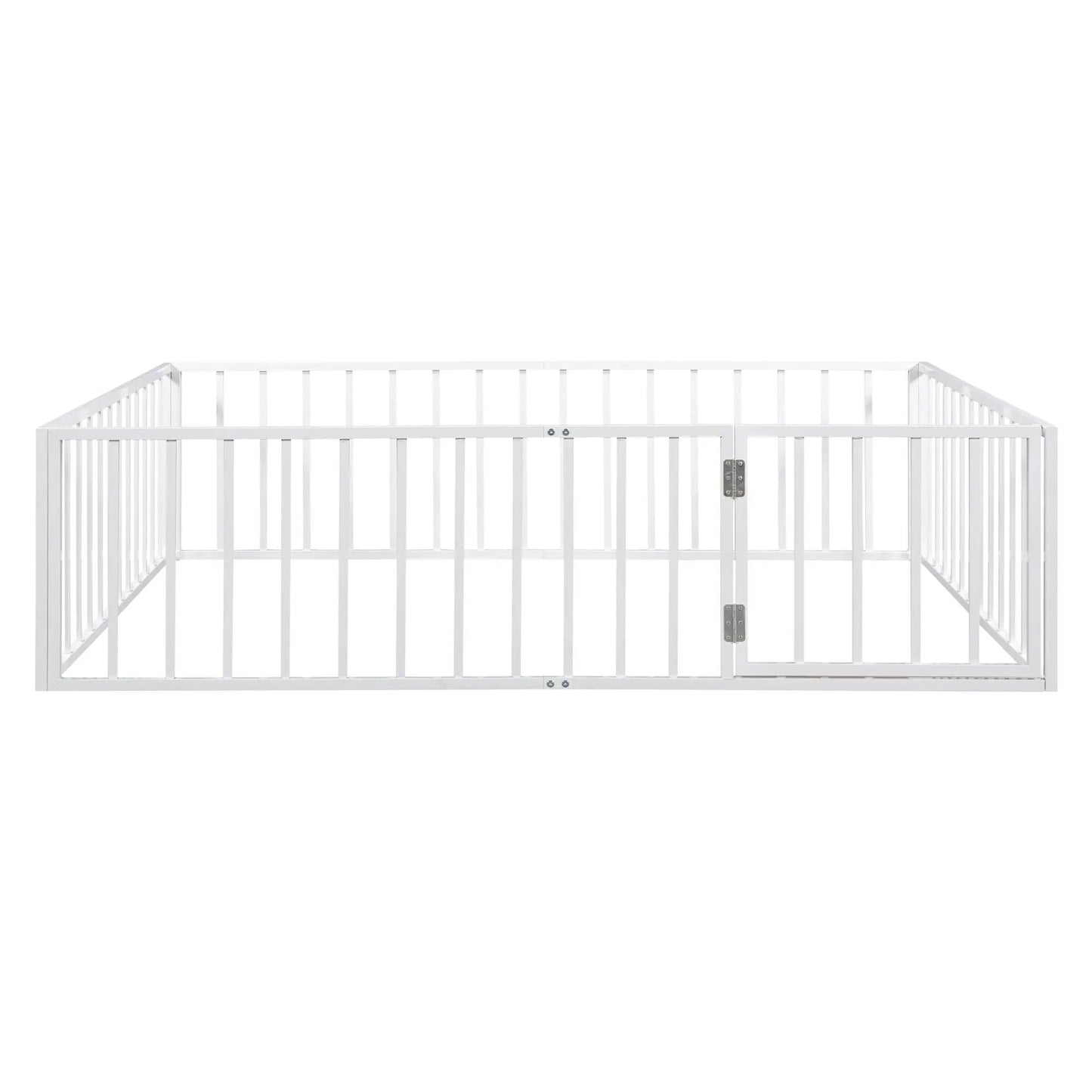 Metal floor bed frame with fence and door, white metal, panel bed by Unique Piece Furniture on Tampa Home & Garden Store