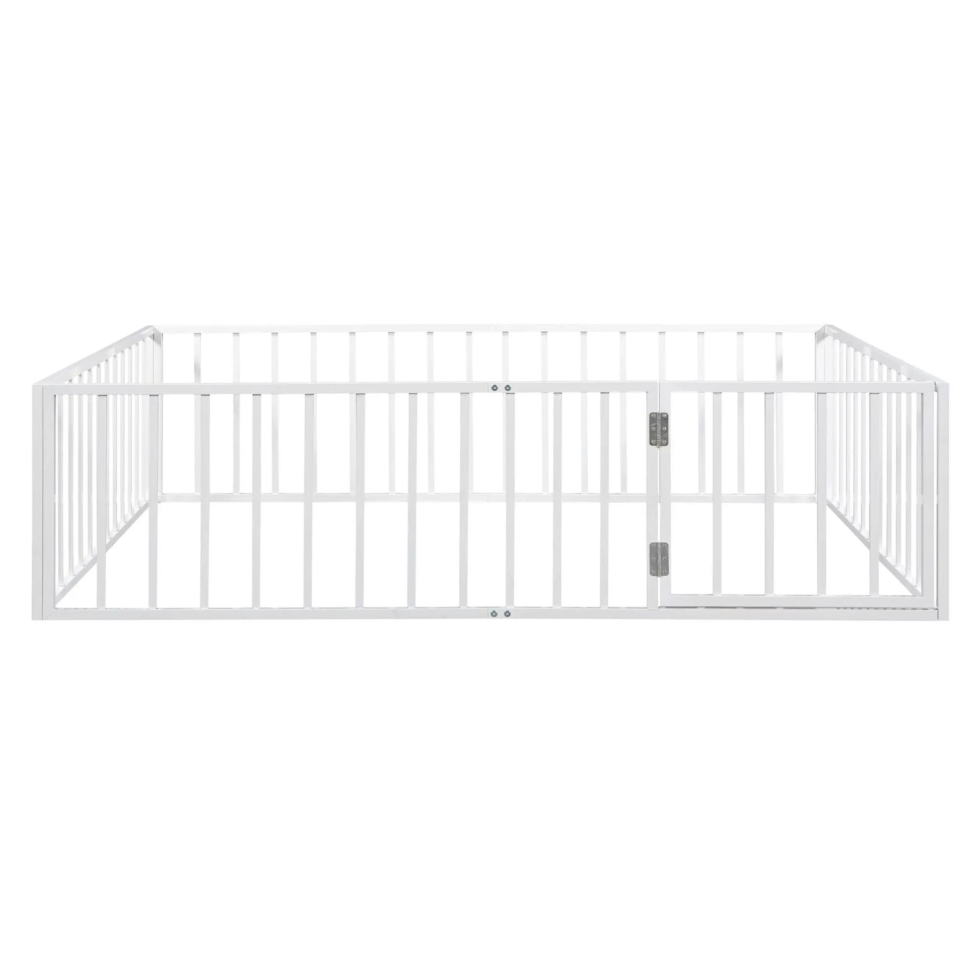 Metal floor bed frame with fence and door, white metal, panel bed by Unique Piece Furniture on Tampa Home & Garden Store