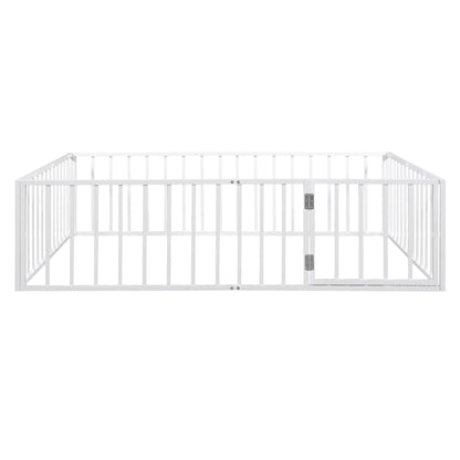 Metal floor bed frame with fence and door, white metal, panel bed by Unique Piece Furniture on Tampa Home & Garden Store