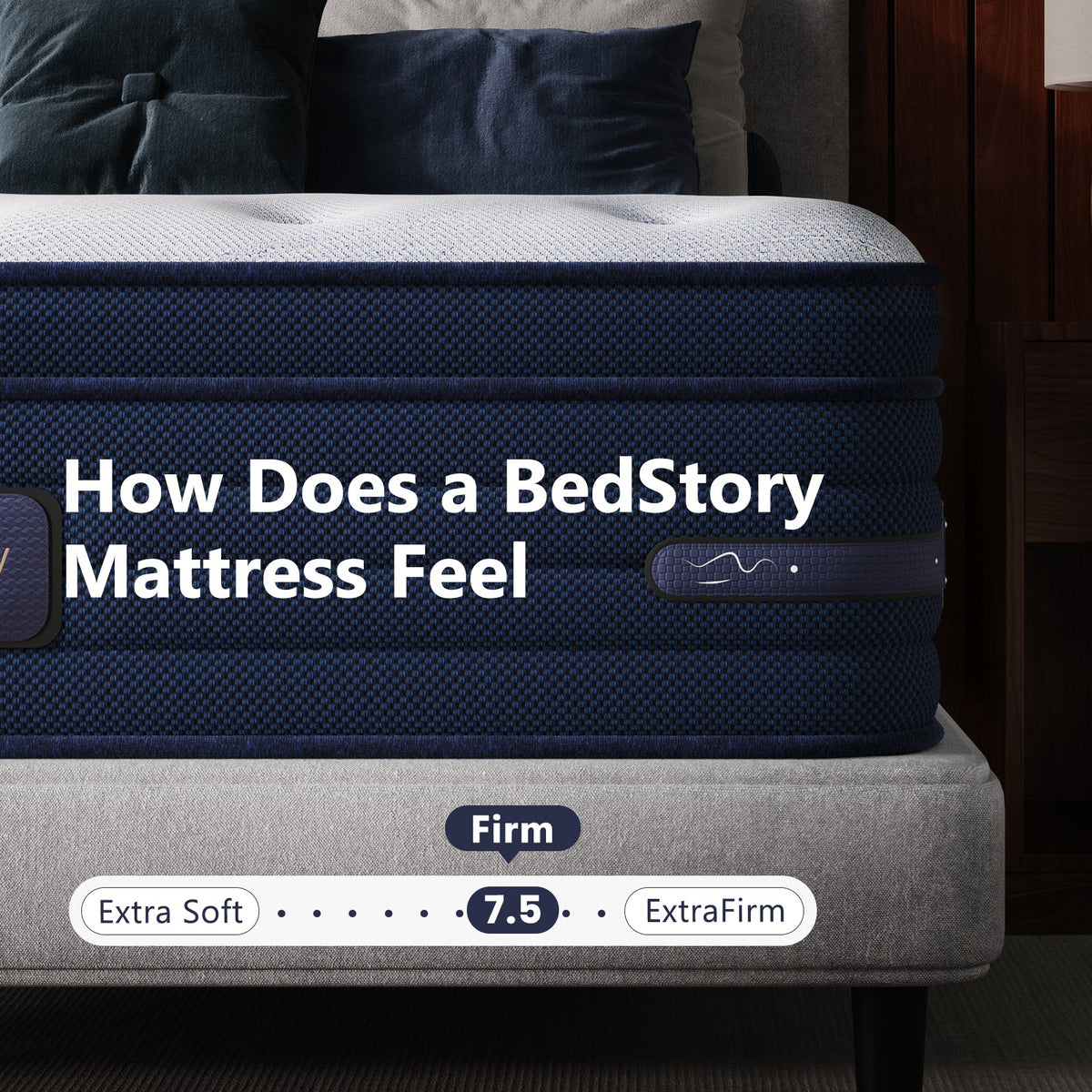 BedStory Spine Align Pro 14 Twin Firm Cooling Hybrid Mattress navy blue textured sides on Tampa Home & Garden Store