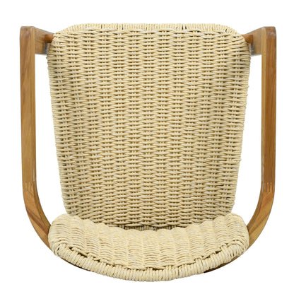 Outdoor Accent Armchair woven wicker back with teak frame HouseOfZazla on Tampa Home & Garden Store