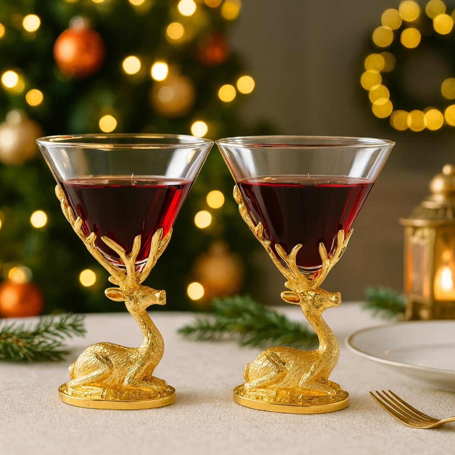 Stag Antler Cocktail Glasses Set of Two Gold