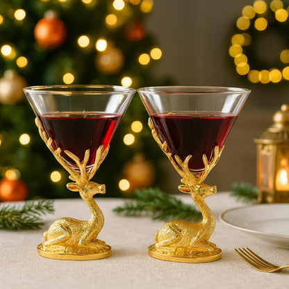 Stag Antler Cocktail Glasses Set of Two Gold