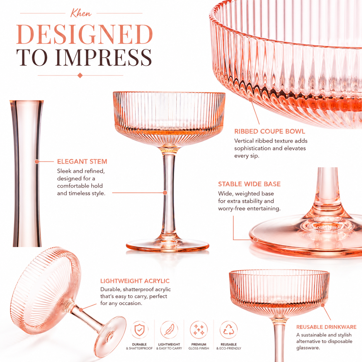 Madrid Acrylic Champagne Glasses Set of Four