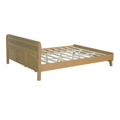 Pine Solid Wood Queen Bed and Rustic Yellow