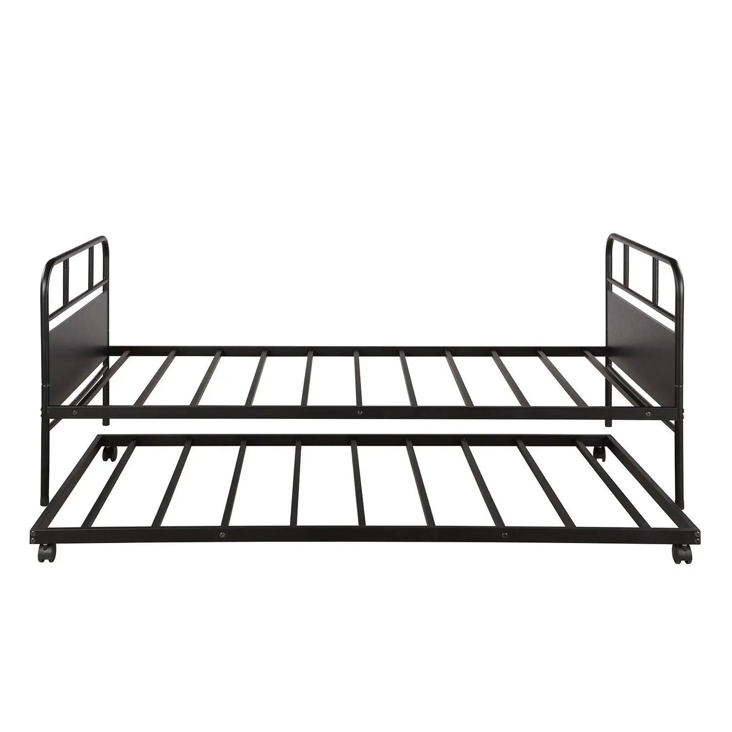 Twin Daybed Frame with Trundle Casters Black
