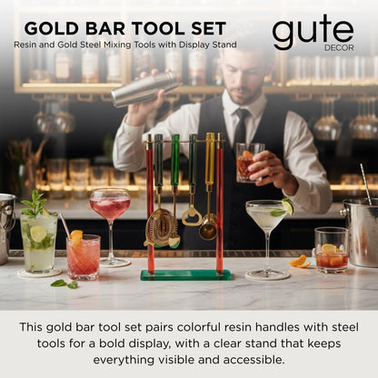 Gold Bar Tool Kit With a Clear Stand and Handles