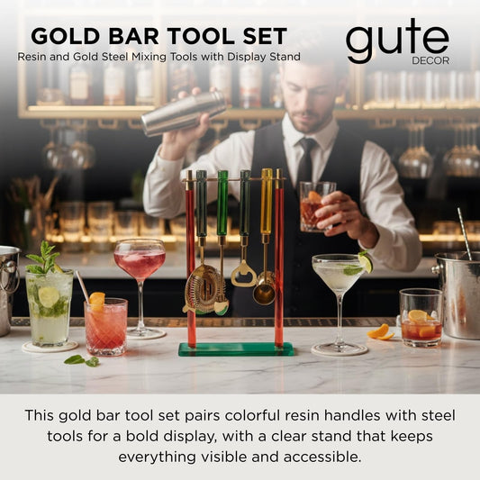 Gold Bar Tool Kit With a Clear Stand and Handles