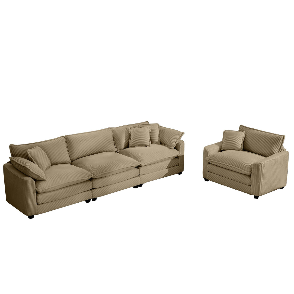 Beige 3-piece HouseOfZazla sectional sofa set with deep seats and flexible layout on Tampa Home & Garden Store