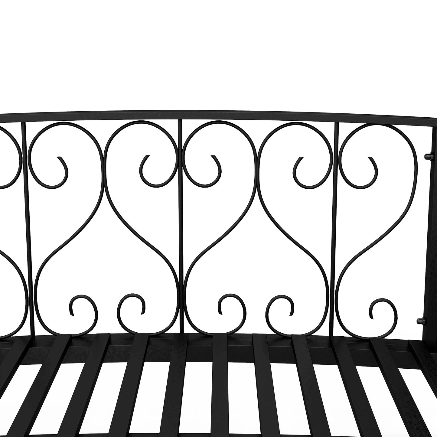 Outsunny 7' metal arch garden bridge with safety siderails in black wrought iron scrollwork on Tampa Home & Garden Store