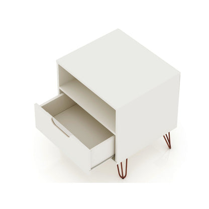 Rockefeller Nightstand with 1 Drawer and Splayed Legs in white finish on Tampa Home & Garden Store