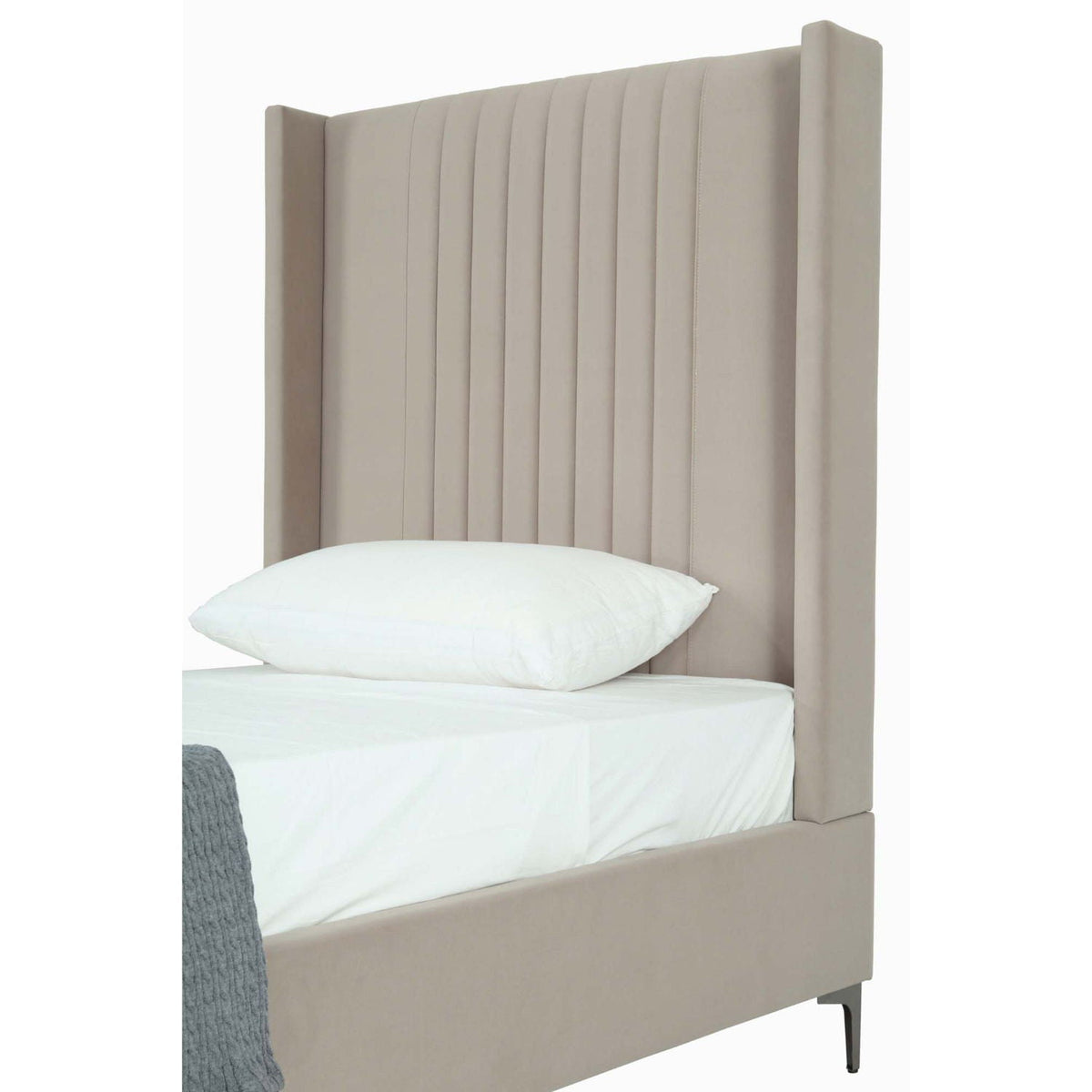 Promenade upholstered bed with tall channel-tufted headboard and slats HouseOfZazla on Tampa Home & Garden Store