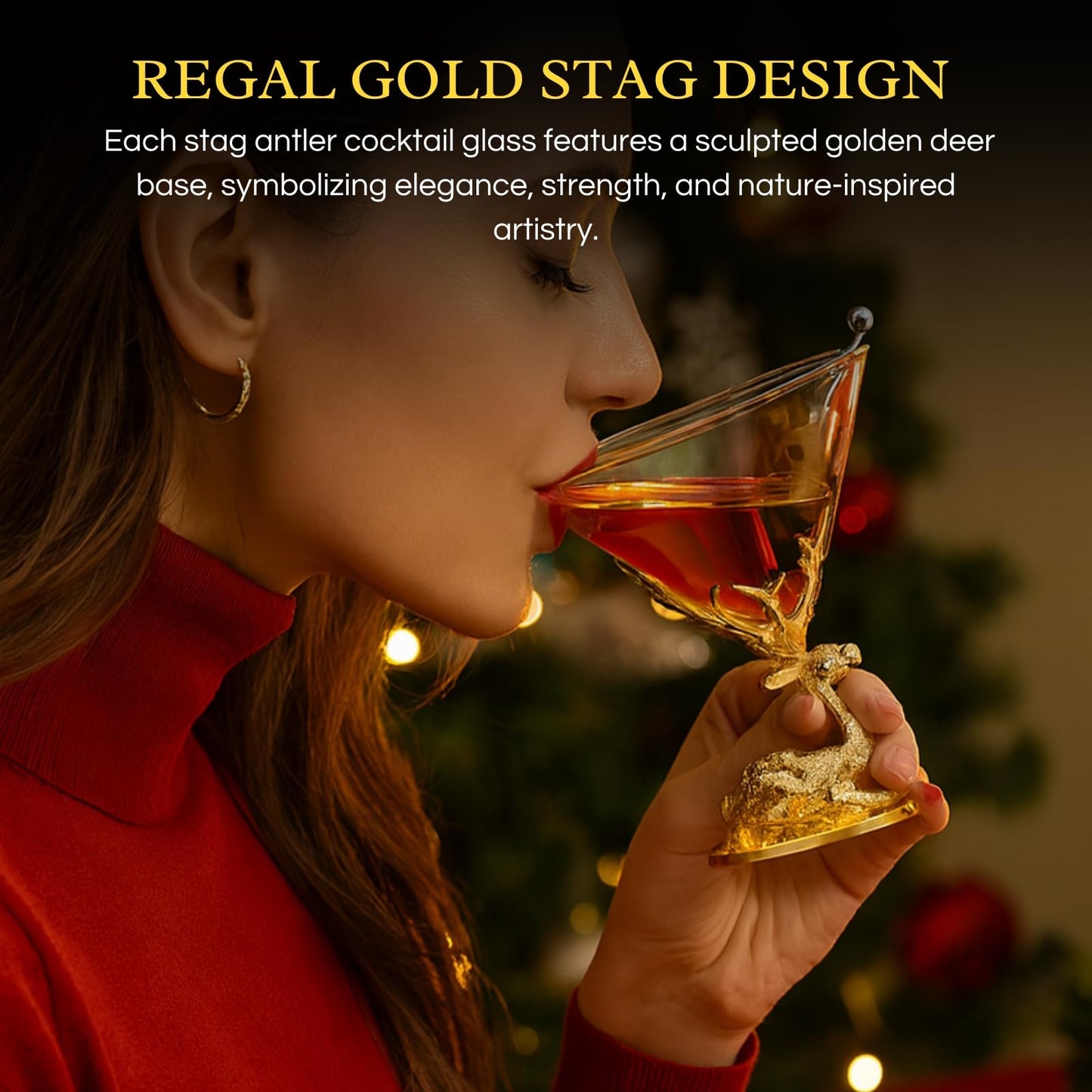 Stag Antler Cocktail Glasses Set of Two Gold