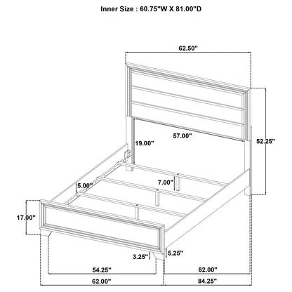 Funston 4-Piece Queen Bedroom Set with Upholstered Headboard Oak by HouseOfZazla dim schematic on Tampa Home & Garden Store