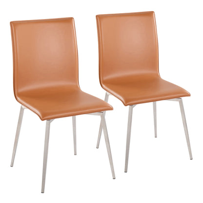 Contemporary upholstered chair set of 2 with swivel base in tan leatherette on Tampa Home & Garden Store